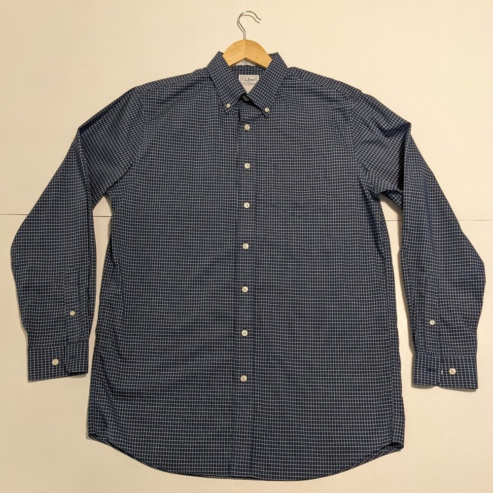 L.L.Bean Button Down Shirt Wrinkle Free Shirt Traditional Fit Medium Tall